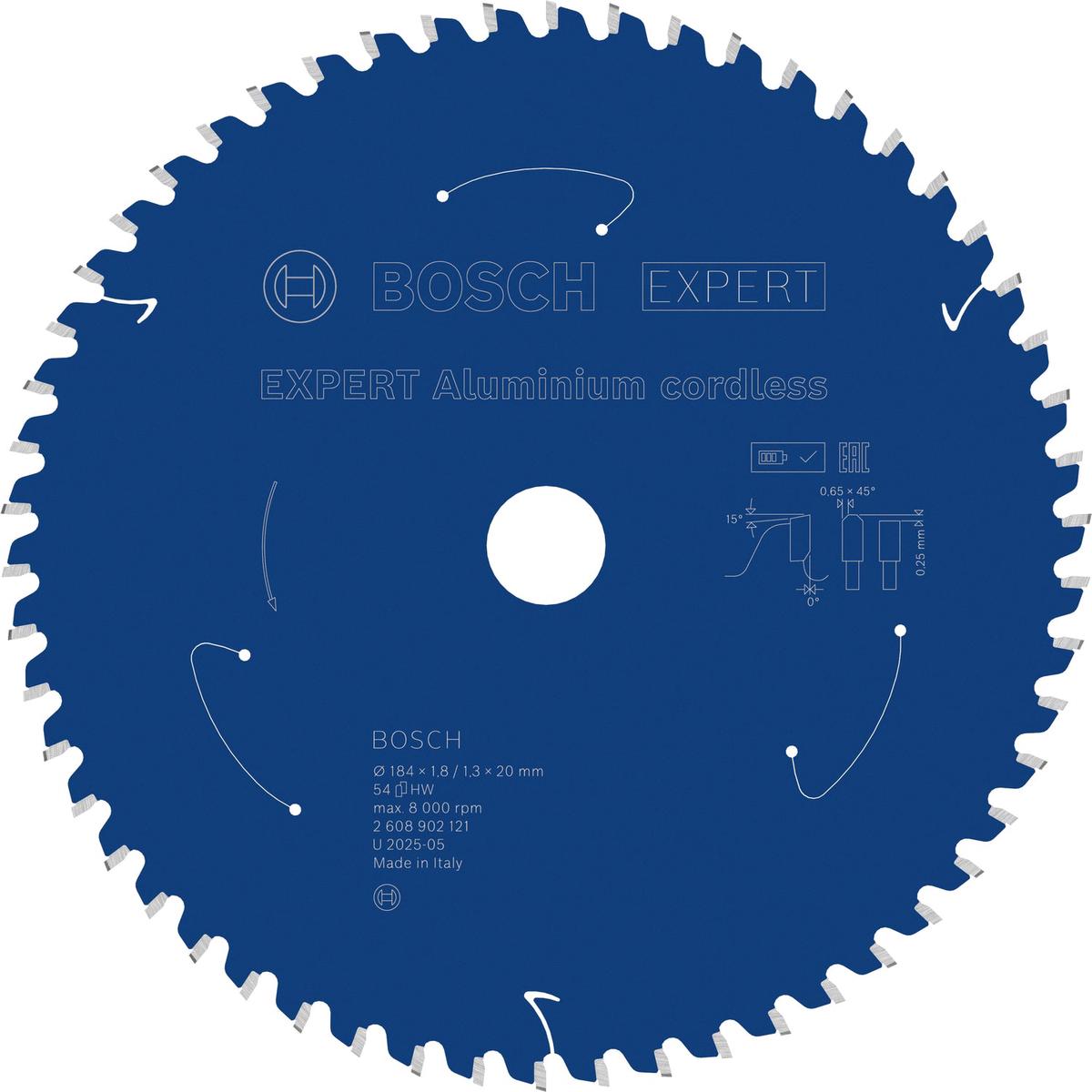 Bosch EXPERT Aluminium Cordless Circular Saw Blade for Handheld Circular Saw 2608902121