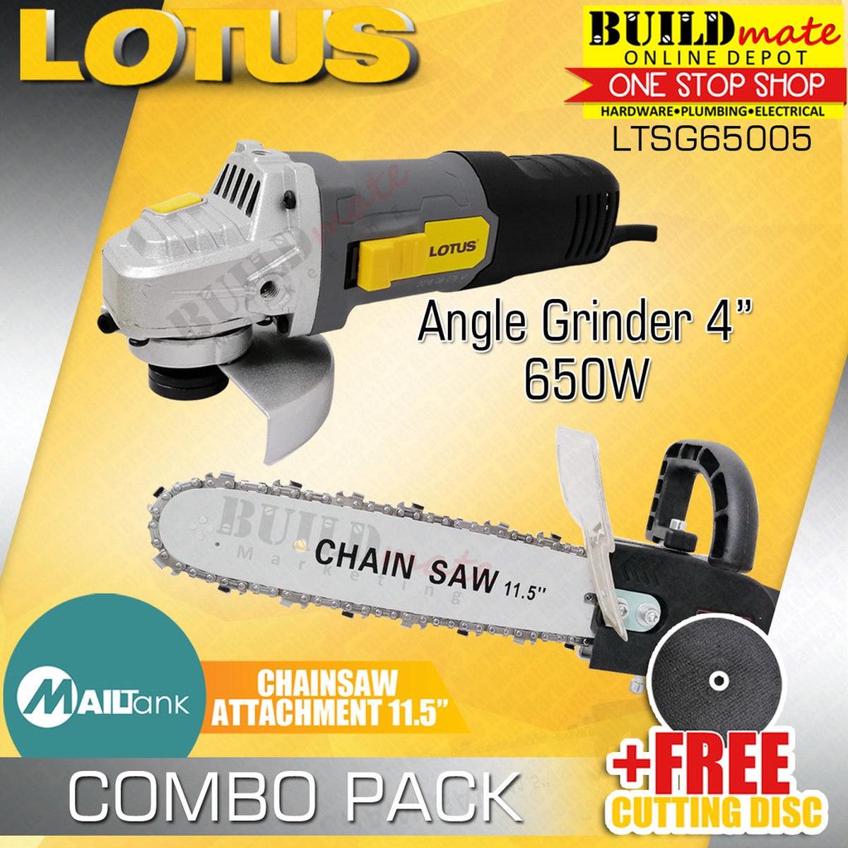 [Bundle] BUILDMATE Lotus Angle Grinder 650W LTSG6500S + Mailtank Chainsaw Attachment Stand Adpator with FREE DISC