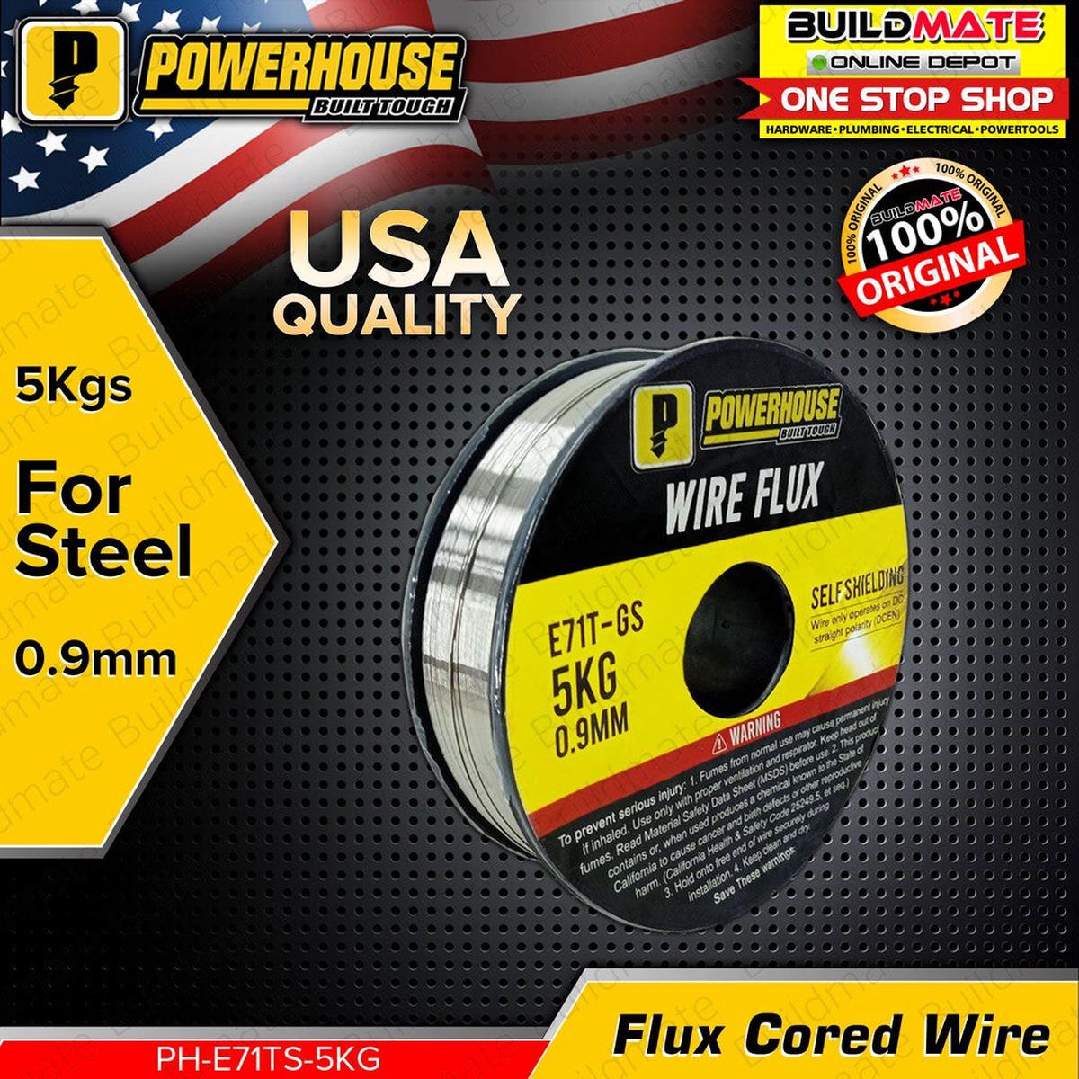 [5KG] [STEEL] BUILDMATE Powerhouse Flux Cored Wire 0.9mm Fluxcored for Steel Migweld Gasless PHWTA