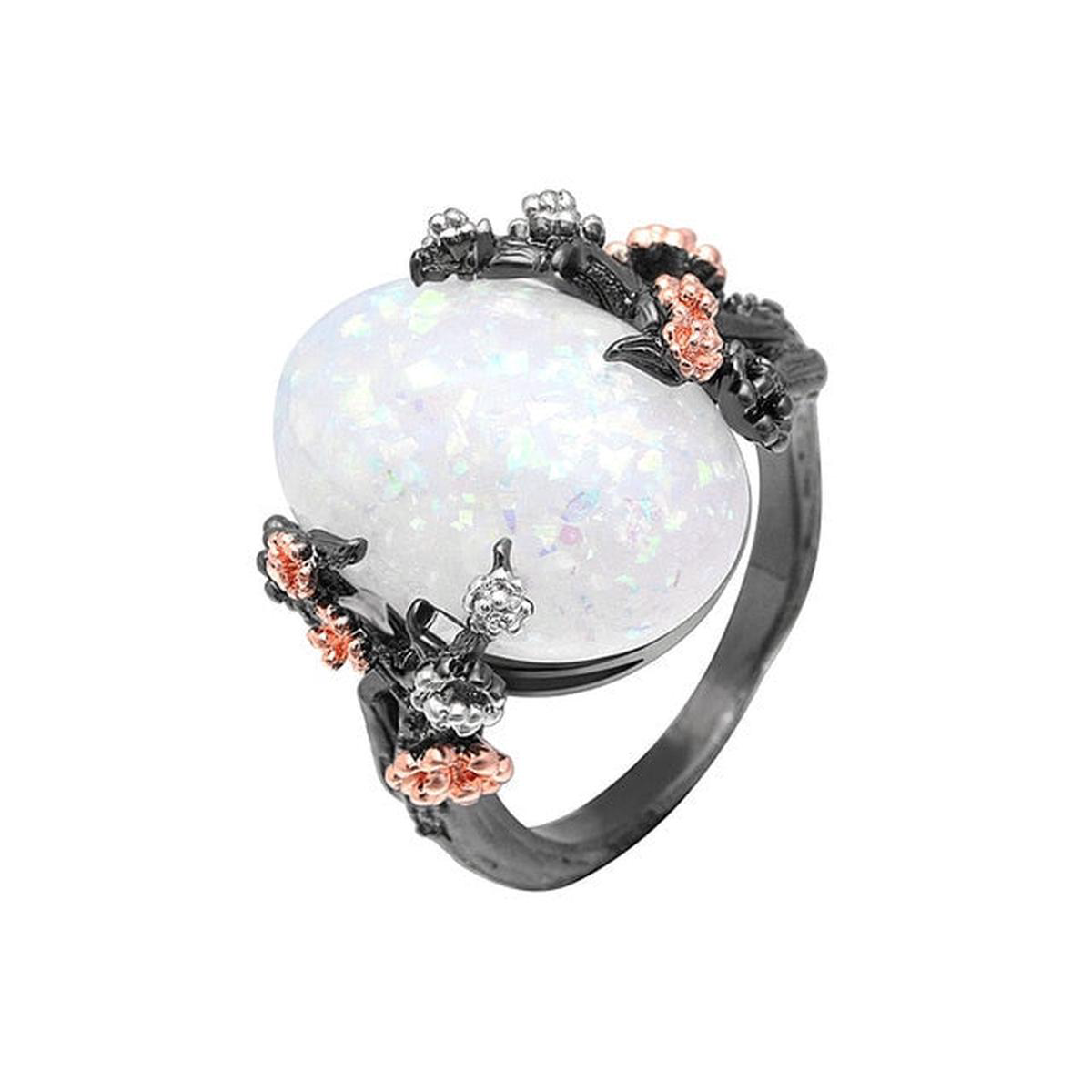 Beautiful Tree 038 Flower CZ Ring 8211 7 Black