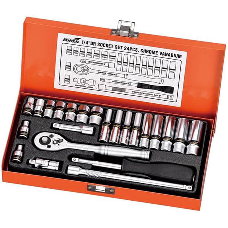 1/4DR 24pcs Socket Set, Chrome Vanadium, Mitools-0181201