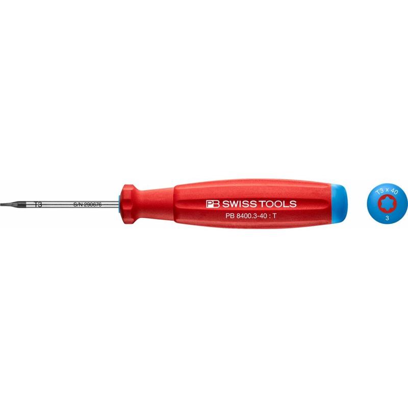 PB Swiss PB 8400.3-40 Screwdriver TORX with Swiss Grip Handle T3x40mm