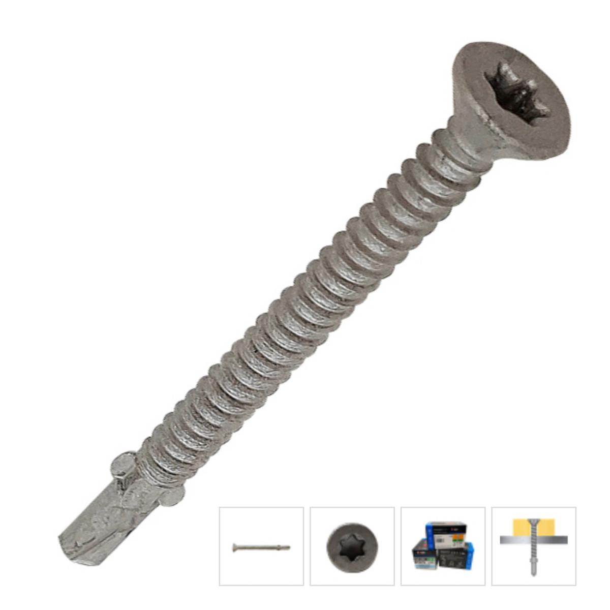 Techfast Timber To Steel CSK Screws 5.5mm x 65mm - 100 Box