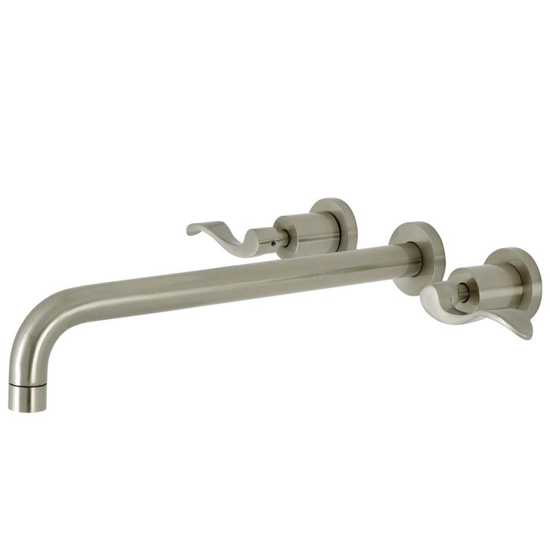 Kingston Sona KS8048DFL - NuWave Two-Handle 3-Hole Wall Mount Roman Tub Faucet, Brushed Nickel