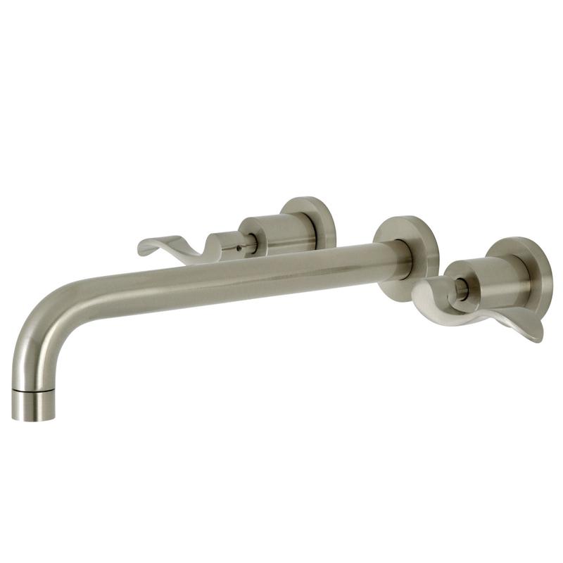 Kingston Tulare KS8058DFL - NuWave Two-Handle 3-Hole Wall Mount Roman Tub Faucet, Brushed Nickel