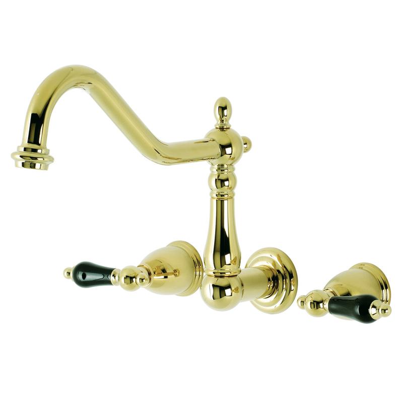Kingston Heirloom KS1022PKL - Duchess Two-Handle 3-Hole Wall Mount Roman Tub Faucet, Polished Brass