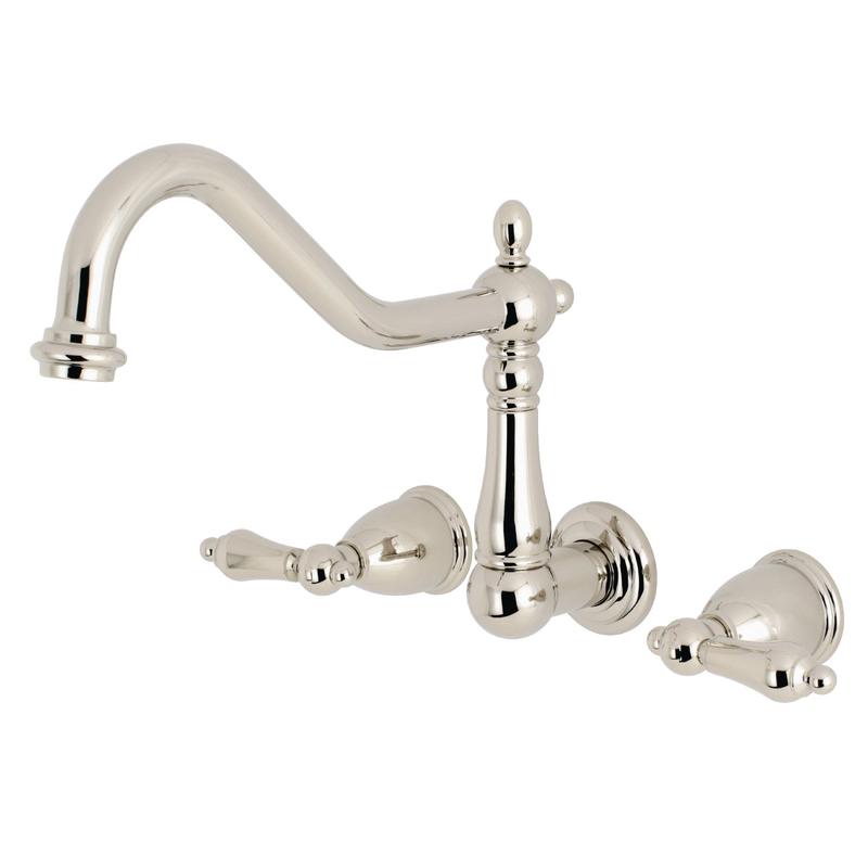 Kingston Heirloom KS1026AL - Heritage Two-Handle 3-Hole Wall Mount Roman Tub Faucet, Polished Nickel