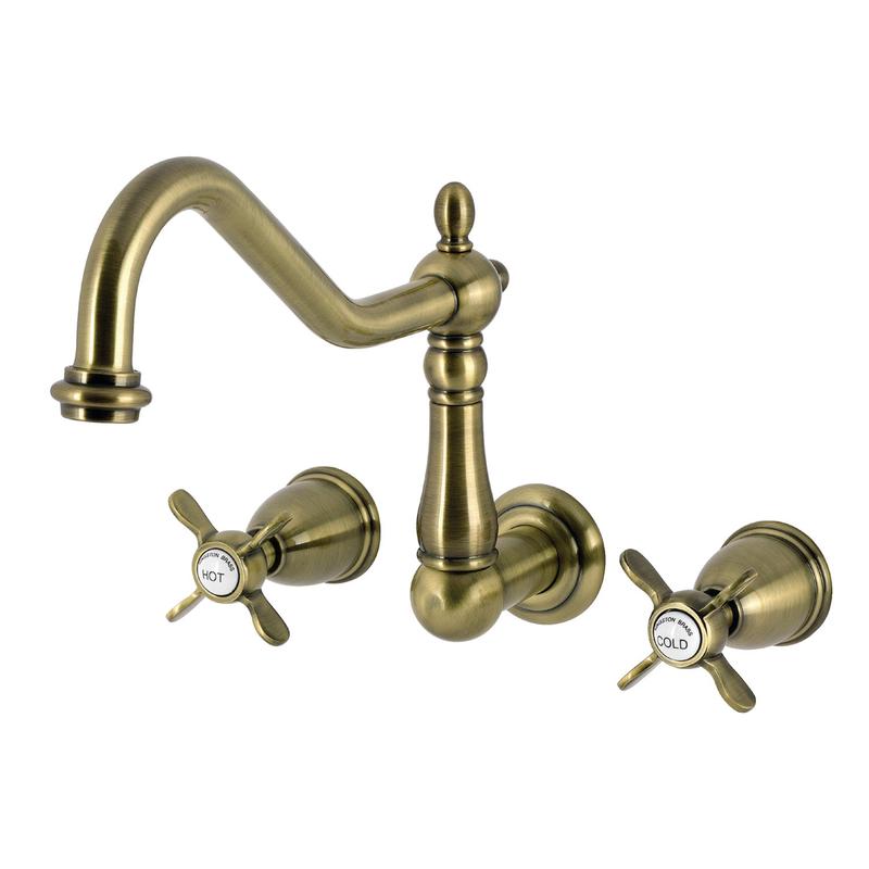 Kingston Heirloom KS1023BEX - Essex Two-Handle 3-Hole Wall Mount Roman Tub Faucet, Antique Brass