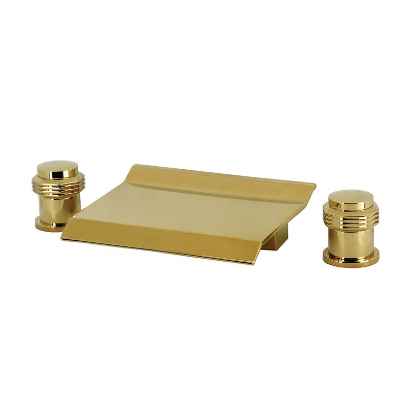 Kingston Tulare LS2242MR - Milano Two-Handle 3-Hole Deck Mount Waterfall Roman Tub Faucet, Polished Brass