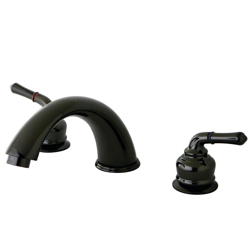 Kingston Water Onyx NB360 Two-Handle 3-Hole Deck Mount Roman Tub Faucet, Black Stainless Steel