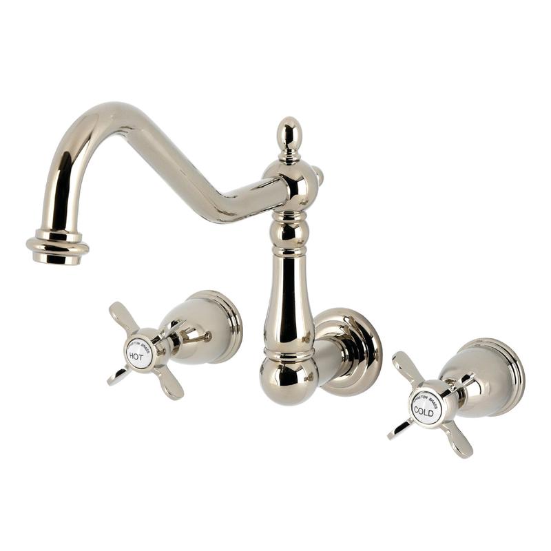 Kingston Heirloom KS1026BEX - Essex Two-Handle 3-Hole Wall Mount Roman Tub Faucet, Polished Nickel