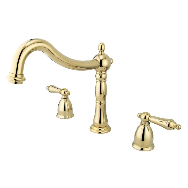 Kingston Heirloom KS1342AL - Heritage Two-Handle 3-Hole Deck Mount Roman Tub Faucet, Polished Brass