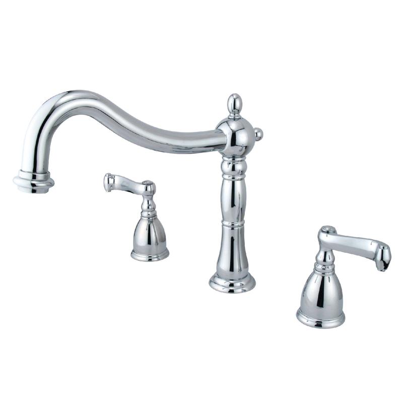 Kingston Heirloom KS1341FL - Heritage Two-Handle 3-Hole Deck Mount Roman Tub Faucet, Polished Chrome