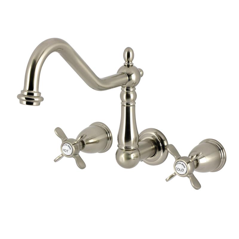 Kingston Heirloom KS1028BEX - Essex Two-Handle 3-Hole Wall Mount Roman Tub Faucet, Brushed Nickel