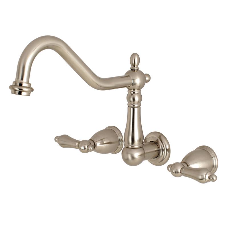 Kingston Heirloom KS1028AL - Heritage Two-Handle 3-Hole Wall Mount Roman Tub Faucet, Brushed Nickel